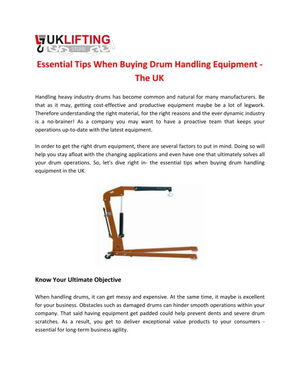Essential Tips When Buying Drum Handling Equipment - The UK
