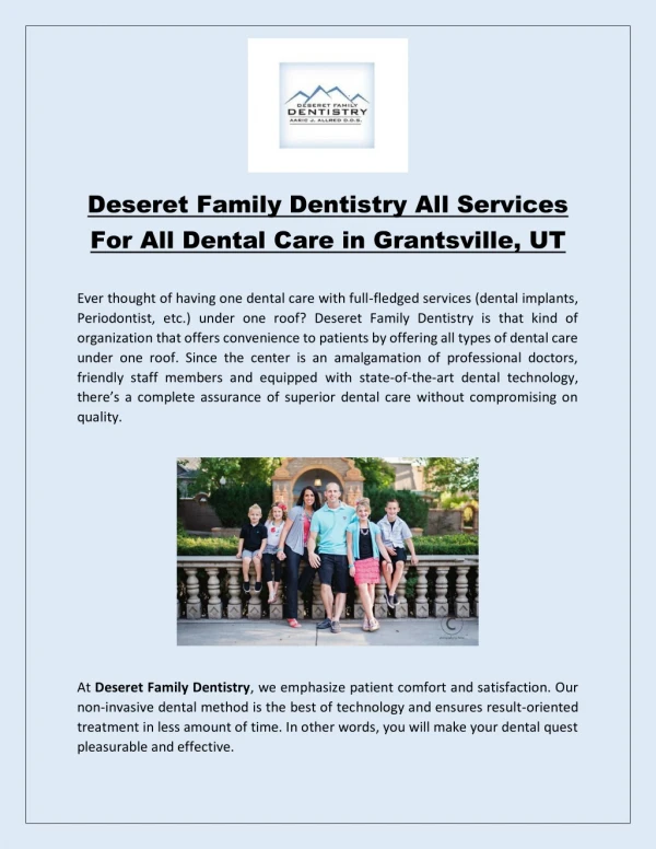 All Dental Care Services Hub in Grantsville, UT