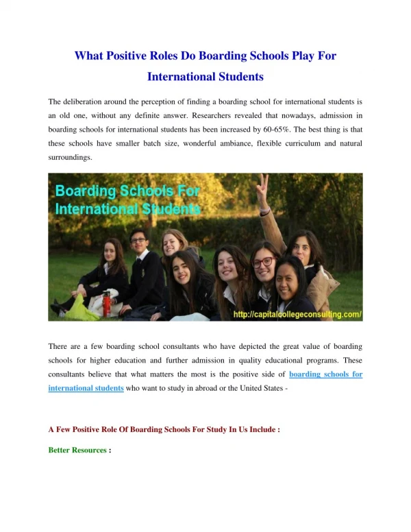 What Positive Roles Do Boarding Schools Play for International Students?