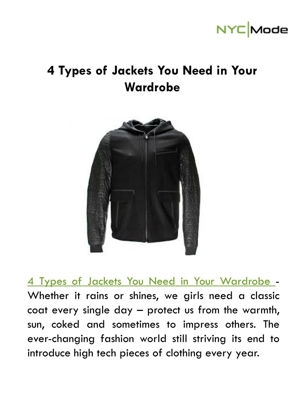 4 types of jackets you need in your wardrobe