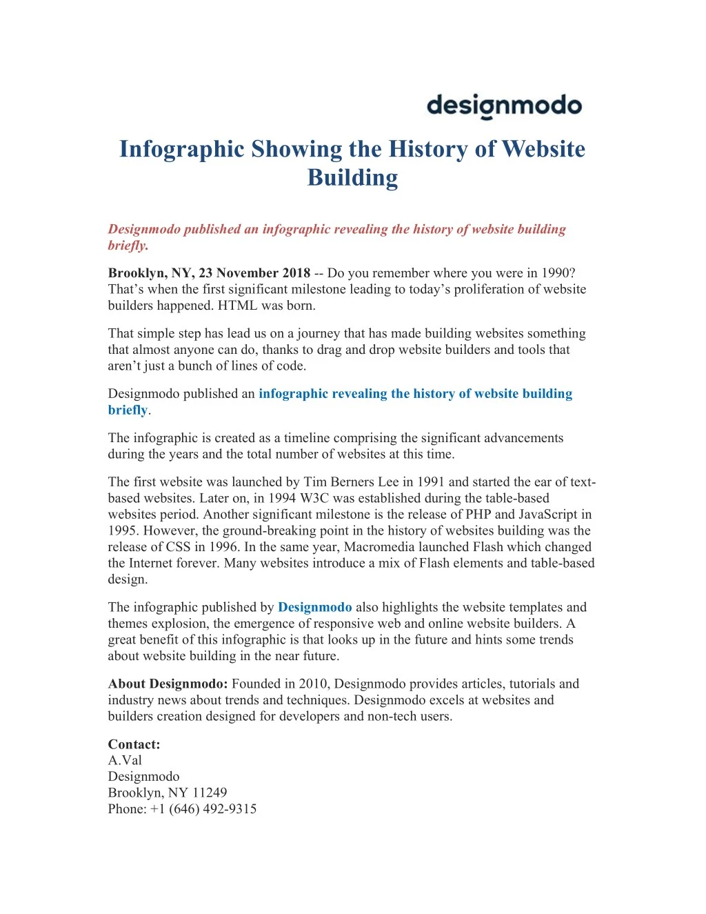 infographic showing the history of website
