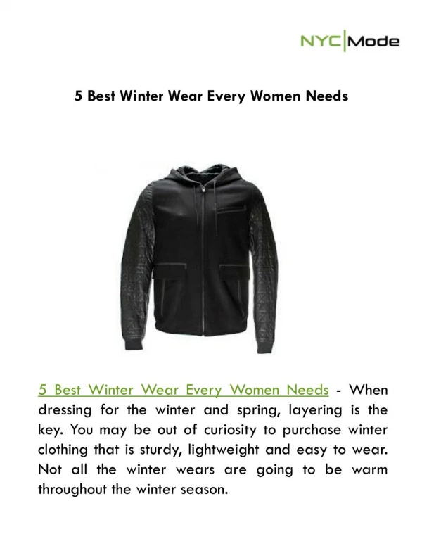 5 Best Winter Wear Every Women Needs