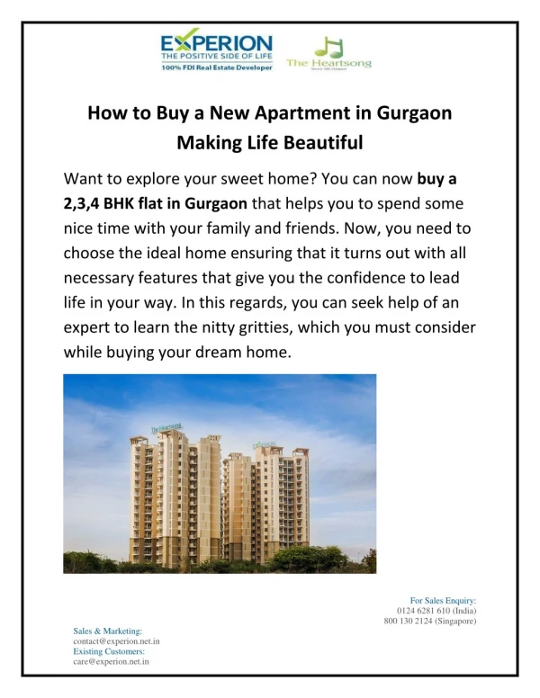 How to Buy a New Apartment in Gurgaon Making Life Beautiful