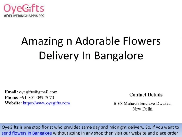 Amazing n Adorable Flowers Delivery In Bangalore