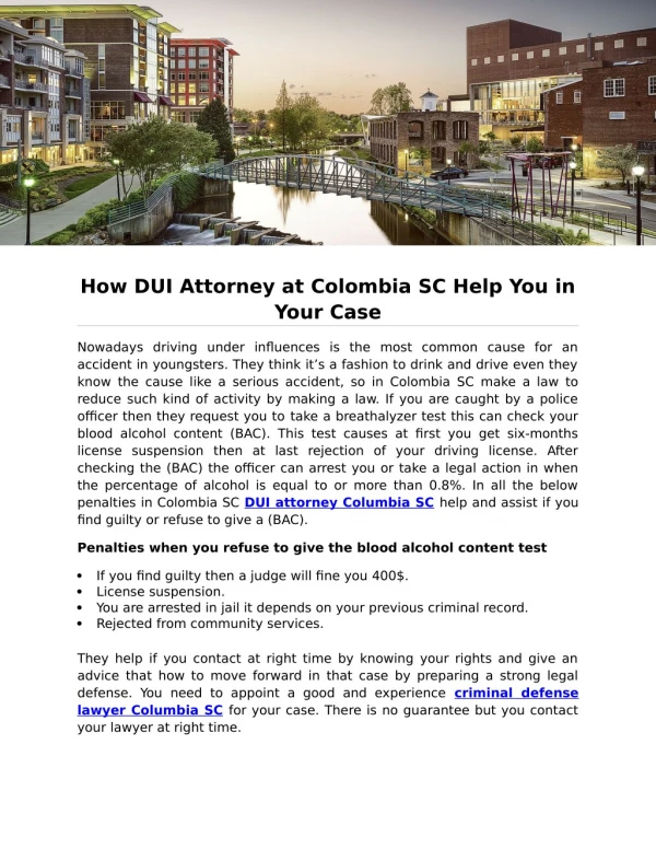 How DUI Attorney at Colombia SC Help You in Your Case
