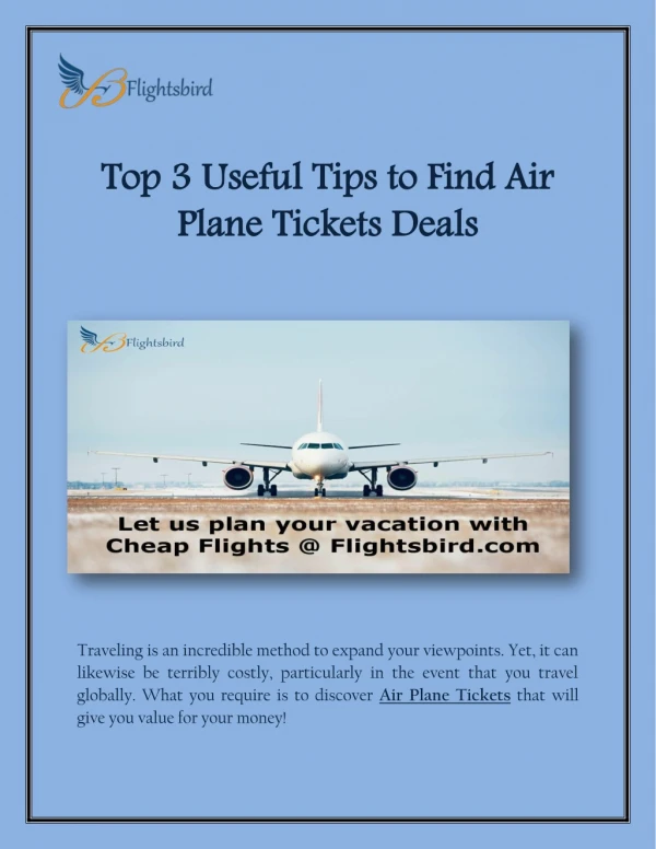 Top 3 Useful Tips to Find Air Plane Tickets Deals