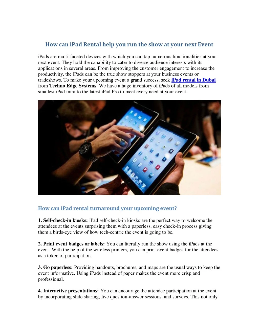 how can ipad rental help you run the show at your