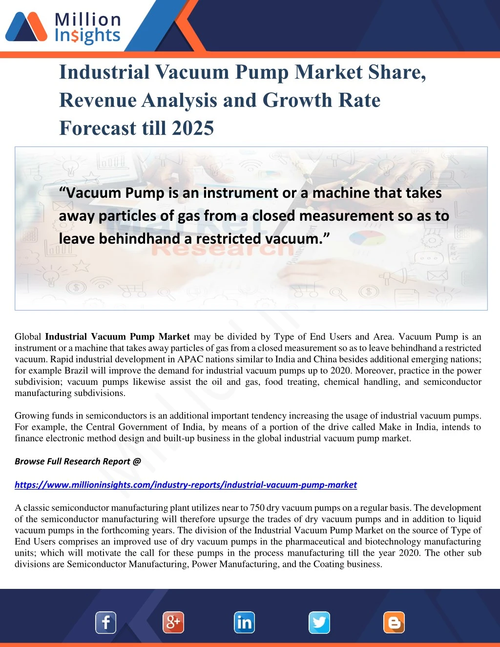 industrial vacuum pump market share revenue