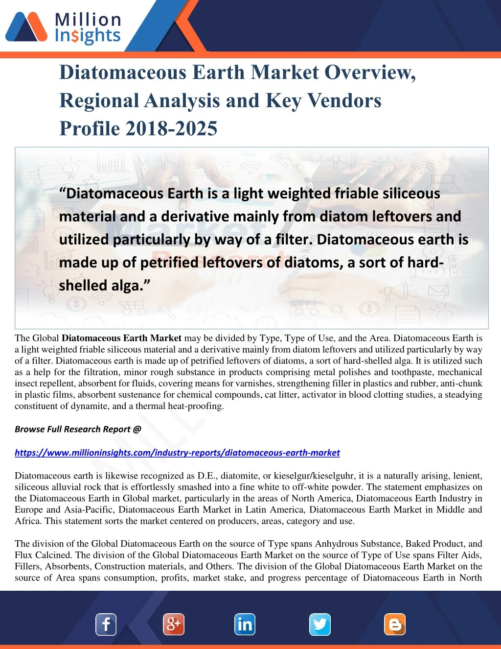 diatomaceous earth market overview regional