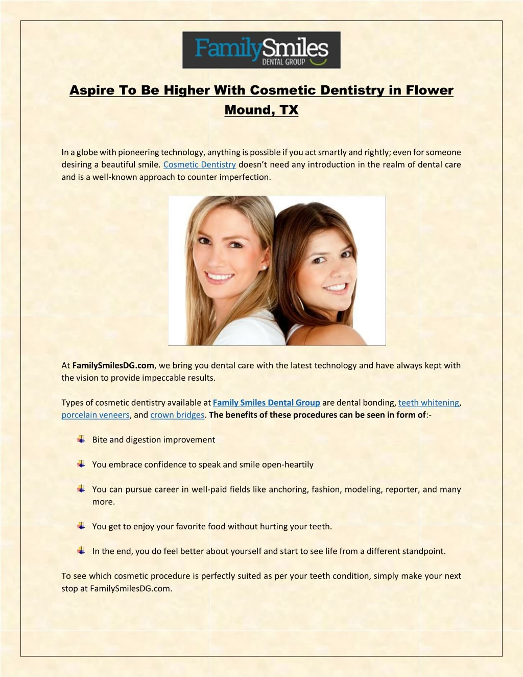 aspire to be higher with cosmetic dentistry