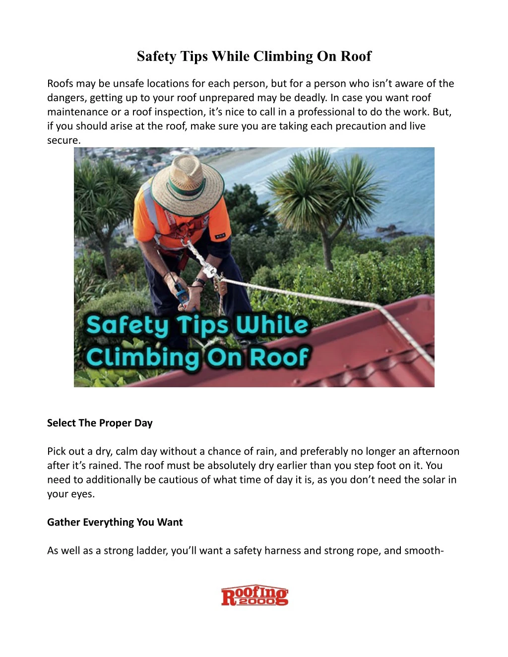 safety tips while climbing on roof
