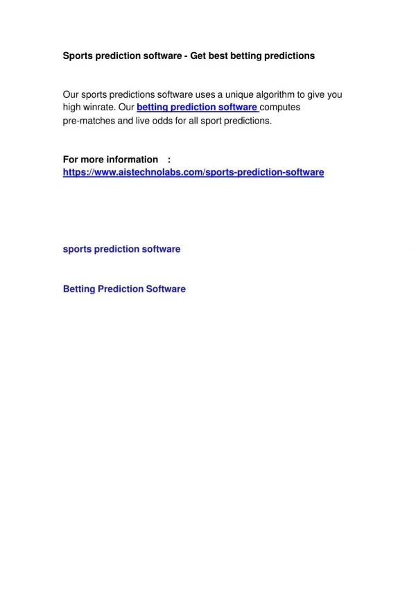 Sports prediction software - Get best betting prediction software