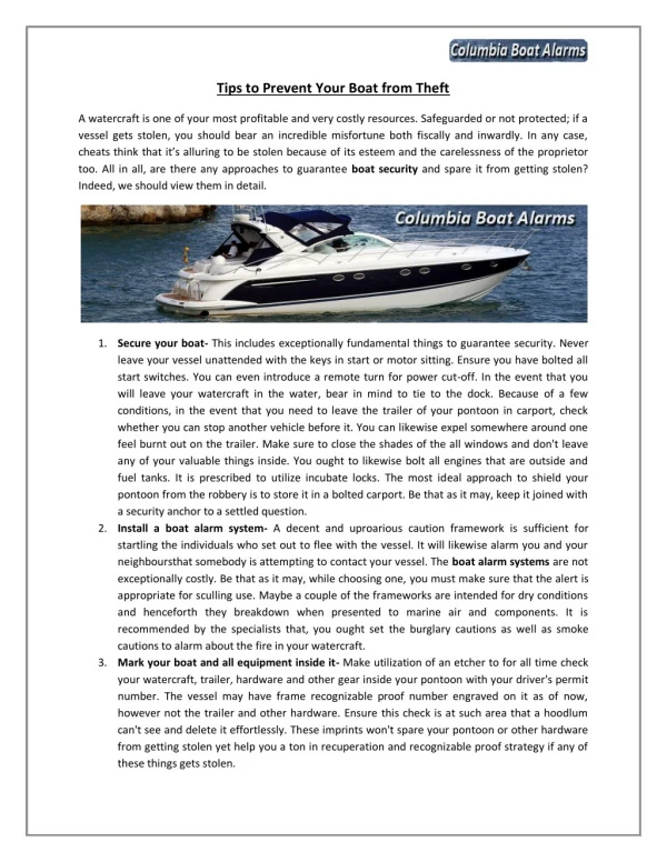 Tips to Prevent Your Boat from Theft