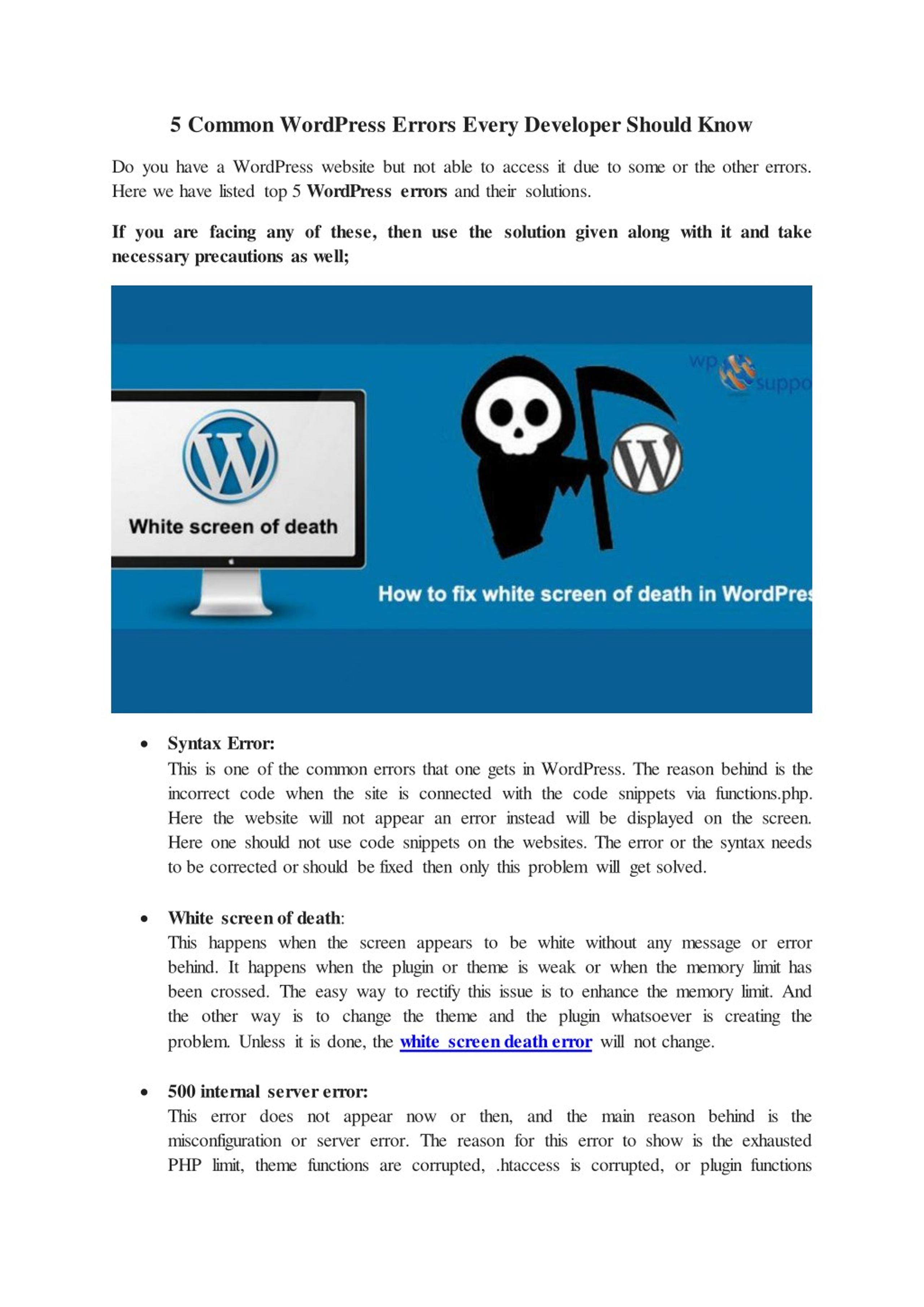 PPT - 5 Common WordPress Errors Every Developer Should Know PowerPoint ...