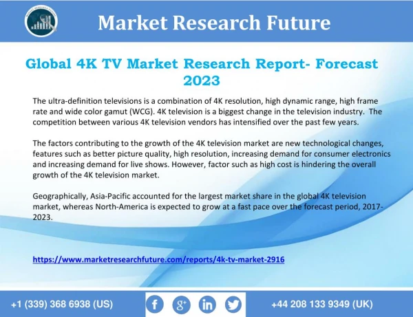 4K TV Market 2023 by Scope, Size, Opportunities and Growth Rate analysis