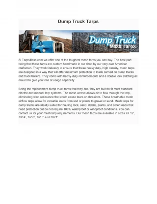 Dump Truck Tarps - slide 1