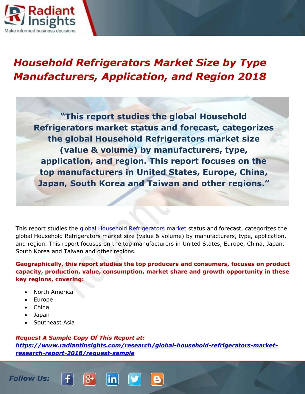 household refrigerators market size by type