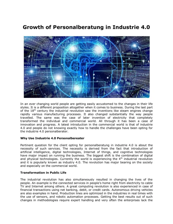 Growth of Personalberatung in Industrie 4.0