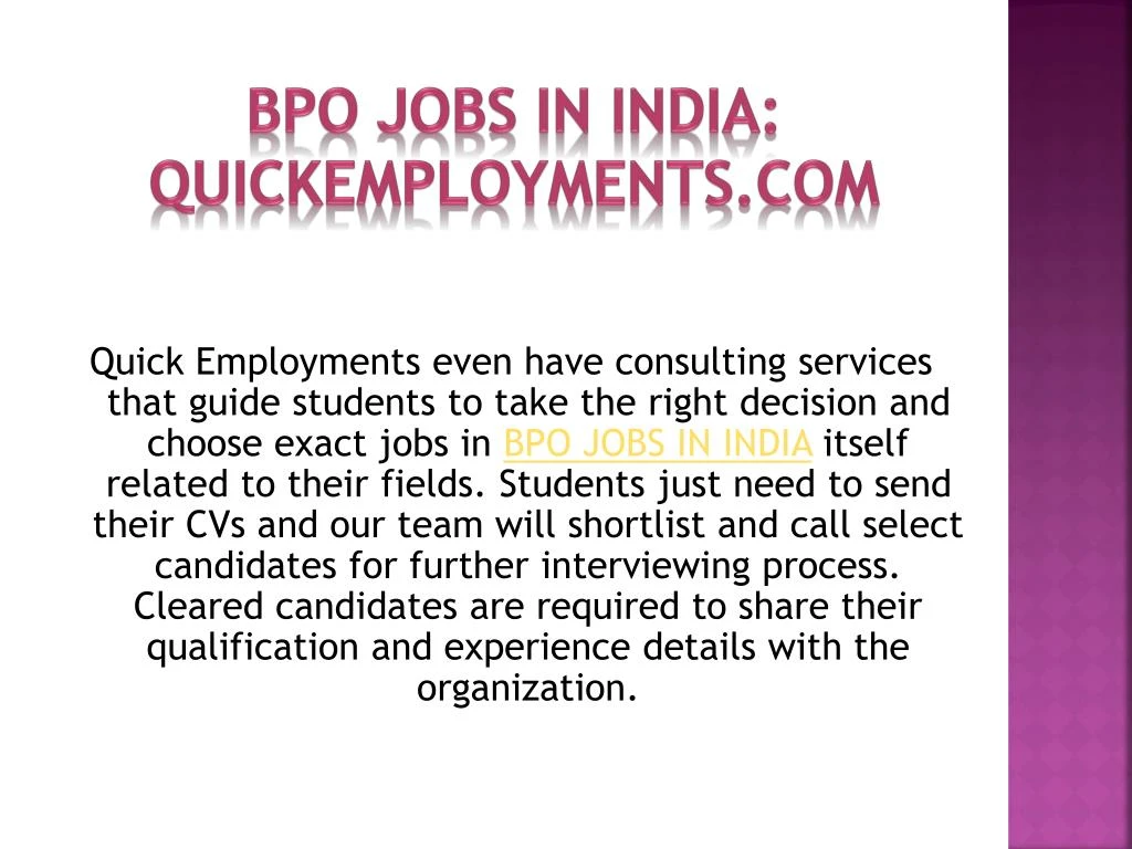 bpo jobs in india quickemployments com