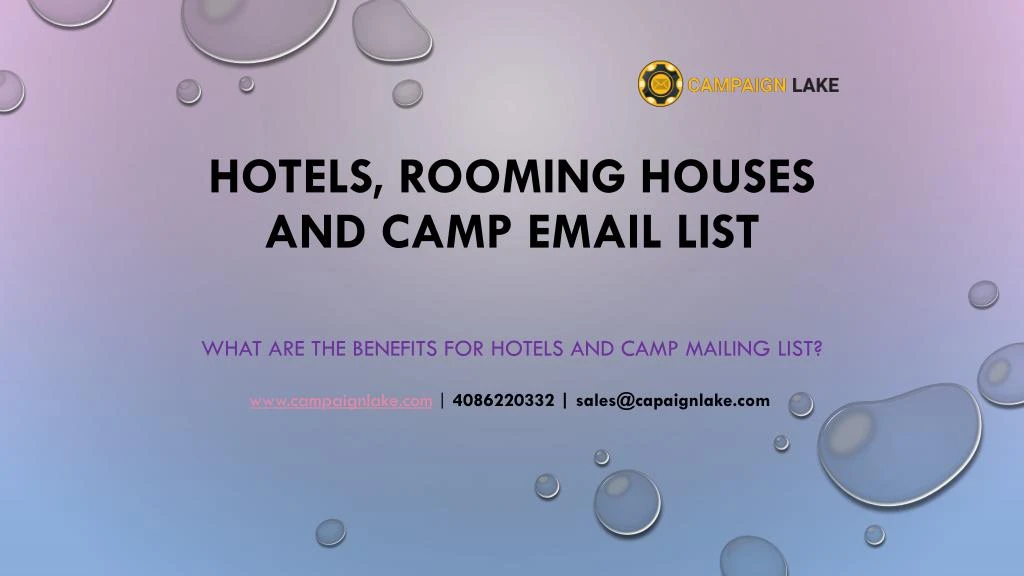 hotels rooming houses and camp email list