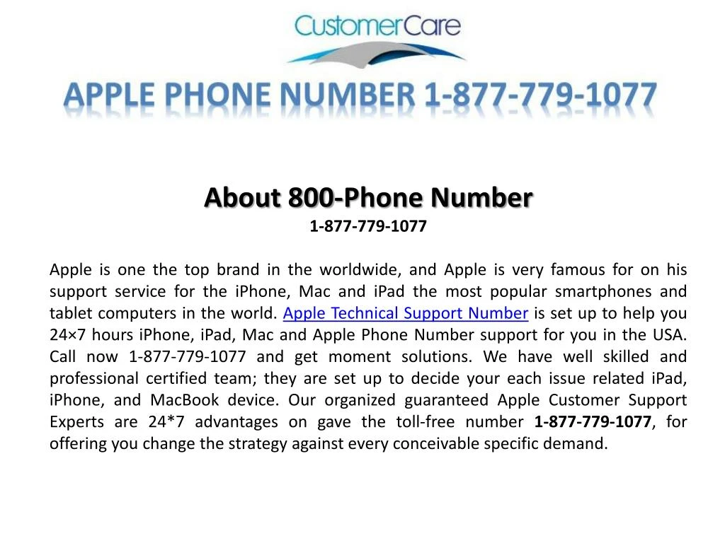 about 800 phone number 1 877 779 1077 apple