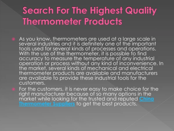 Search For The Highest Quality Thermometer Products