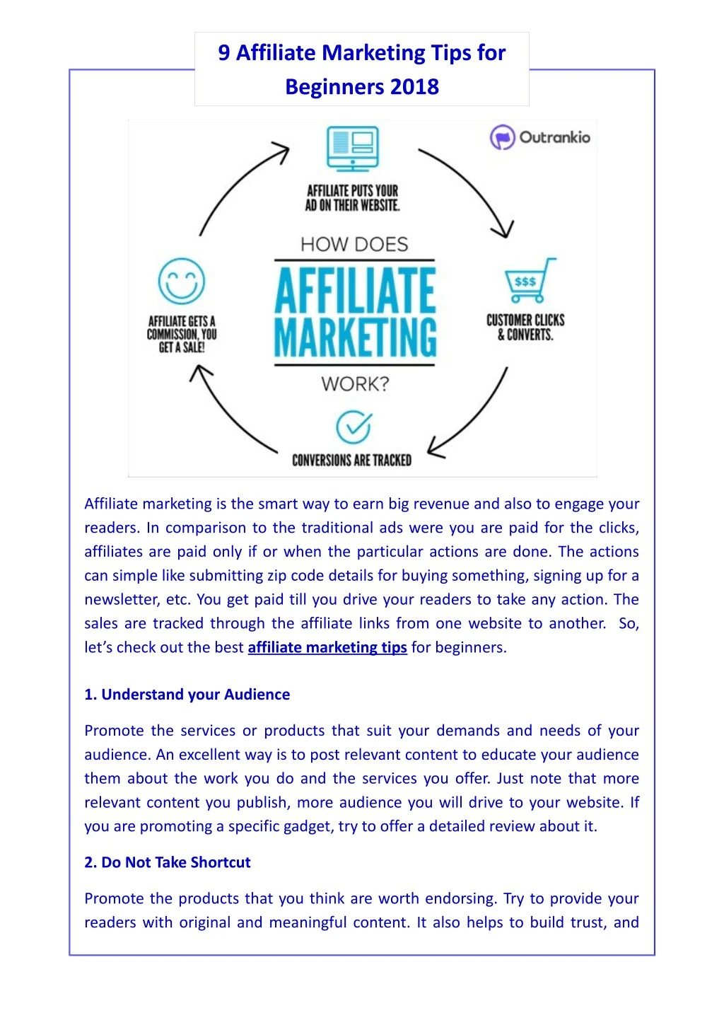 9 affiliate marketing tips for beginners 2018
