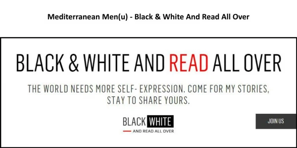 Mediterranean Men(u) - Black & White And Read All Over
