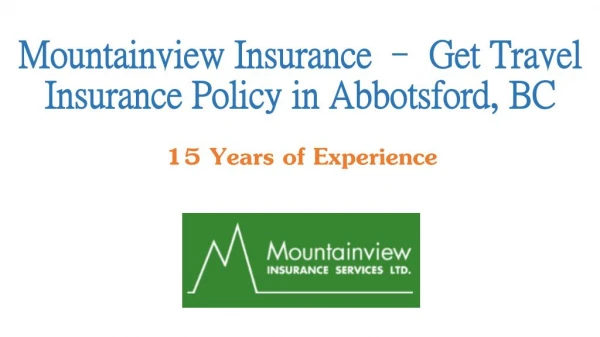 Mountainview Insurance - Get Travel Insurance Policy in Abbotsford
