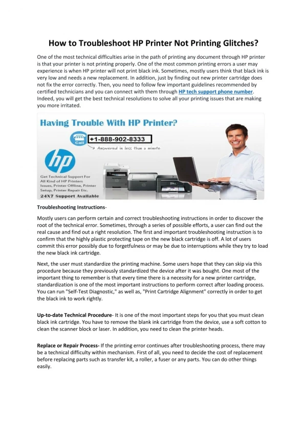 How to Troubleshoot HP Printer Not Printing Glitches?