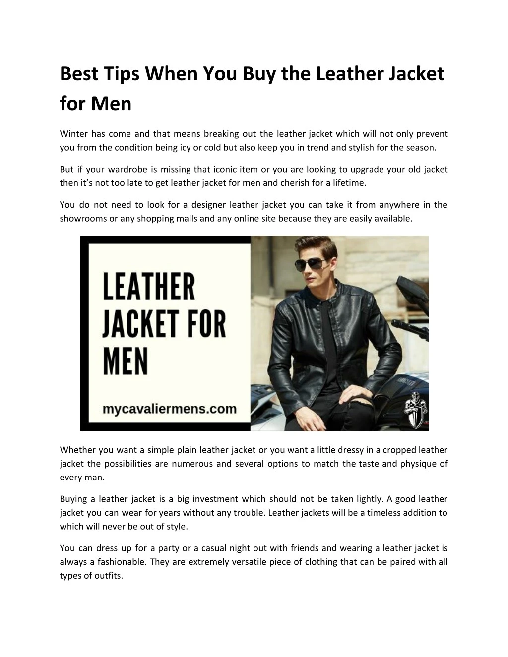 best tips when you buy the leather jacket for men
