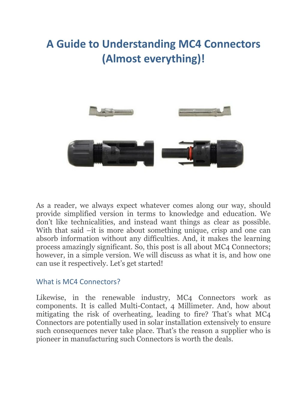 a guide to understanding mc4 connectors almost