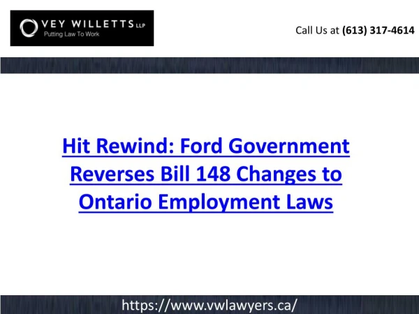 Hit Rewind: Ford Government Reverses Bill 148 Changes to Ontario Employment Laws | Vey Willetts LLP