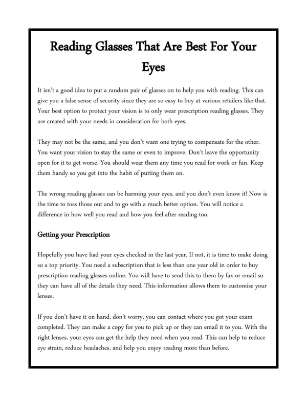 Reading Glasses that are Best for your Eyes
