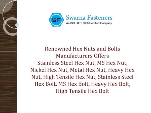 Nickel Hex Nut Manufacturers