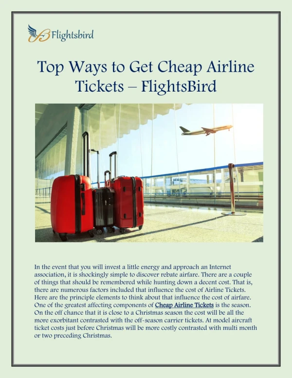 Top Ways to Get Cheap Airline Tickets – FlightsBird