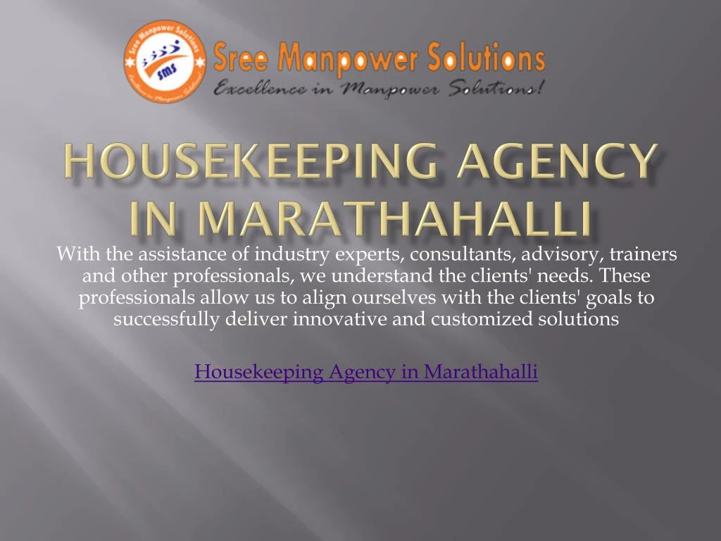 housekeeping agency in marathahalli