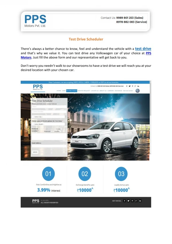 PPS Motors - Volkswagen Test Drive Online Booking Checklist