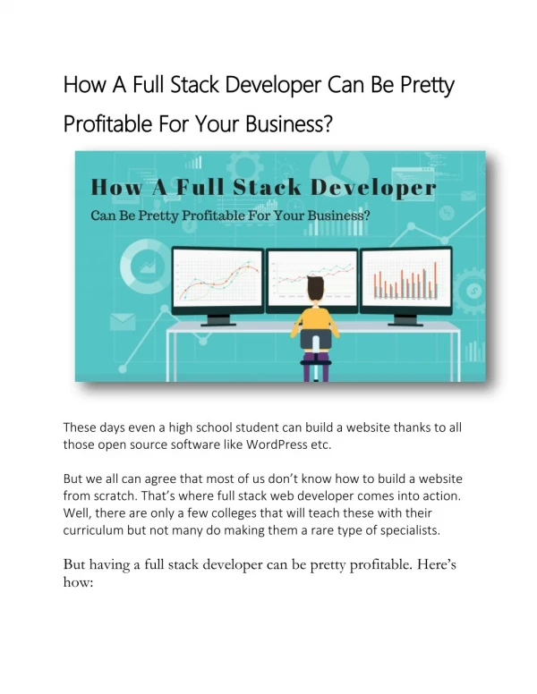How A Full Stack Developer Can Be Pretty Profitable For Your Business?