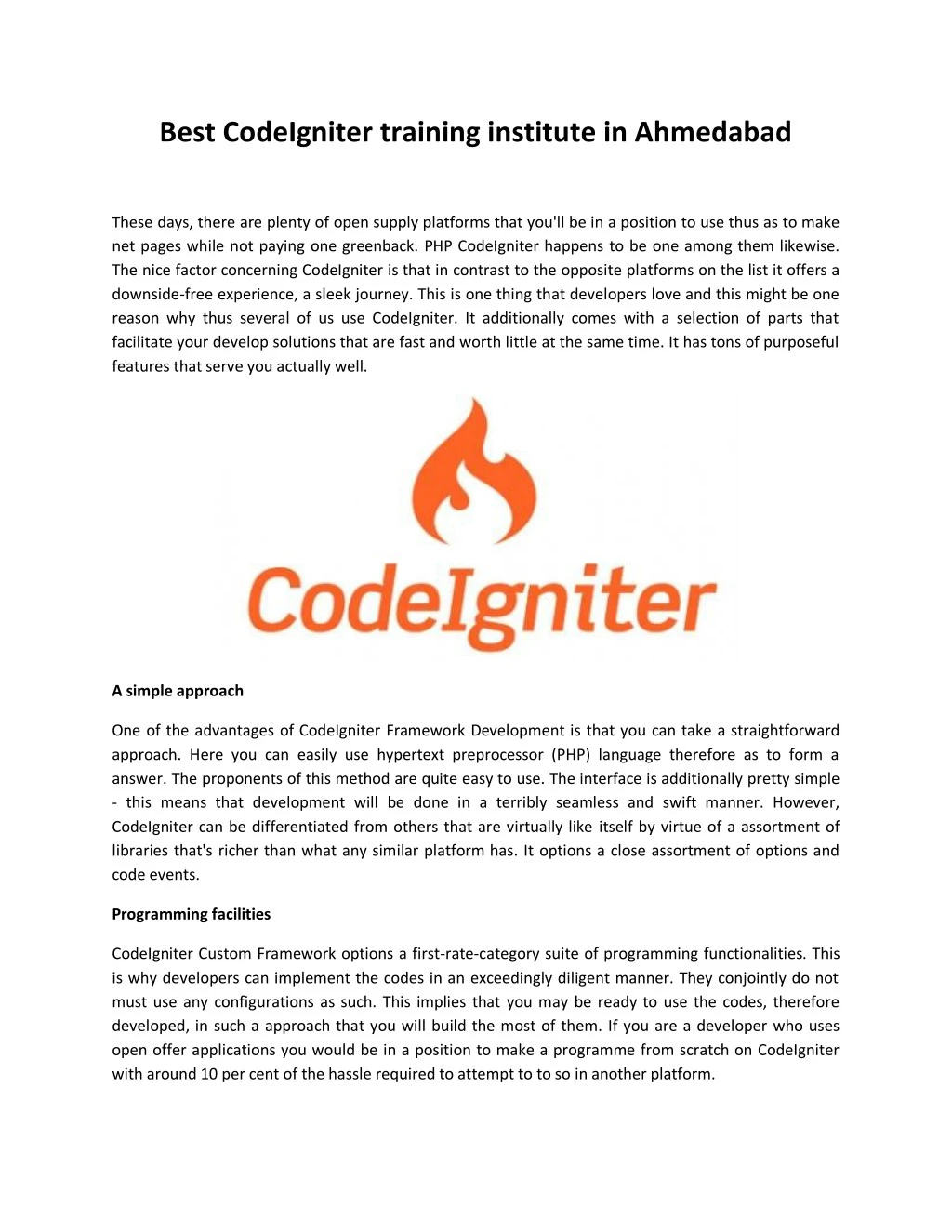 best codeigniter training institute in ahmedabad