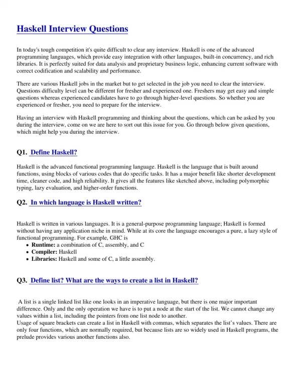 Haskell Interview Questions-PDF