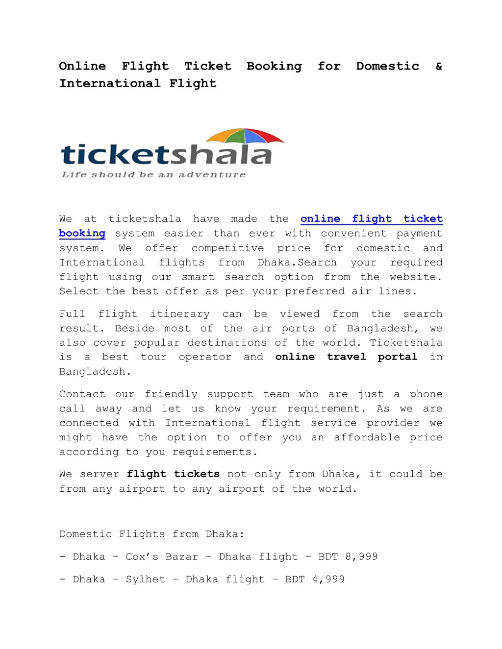 online flight ticket booking for domestic