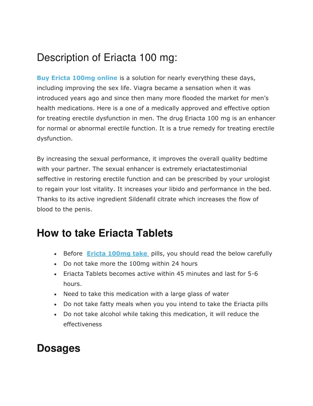 description of eriacta 100 mg