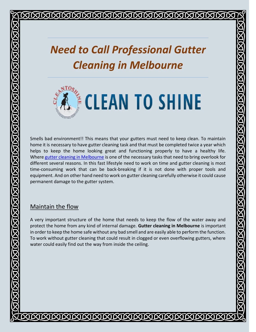 need to call professional gutter cleaning