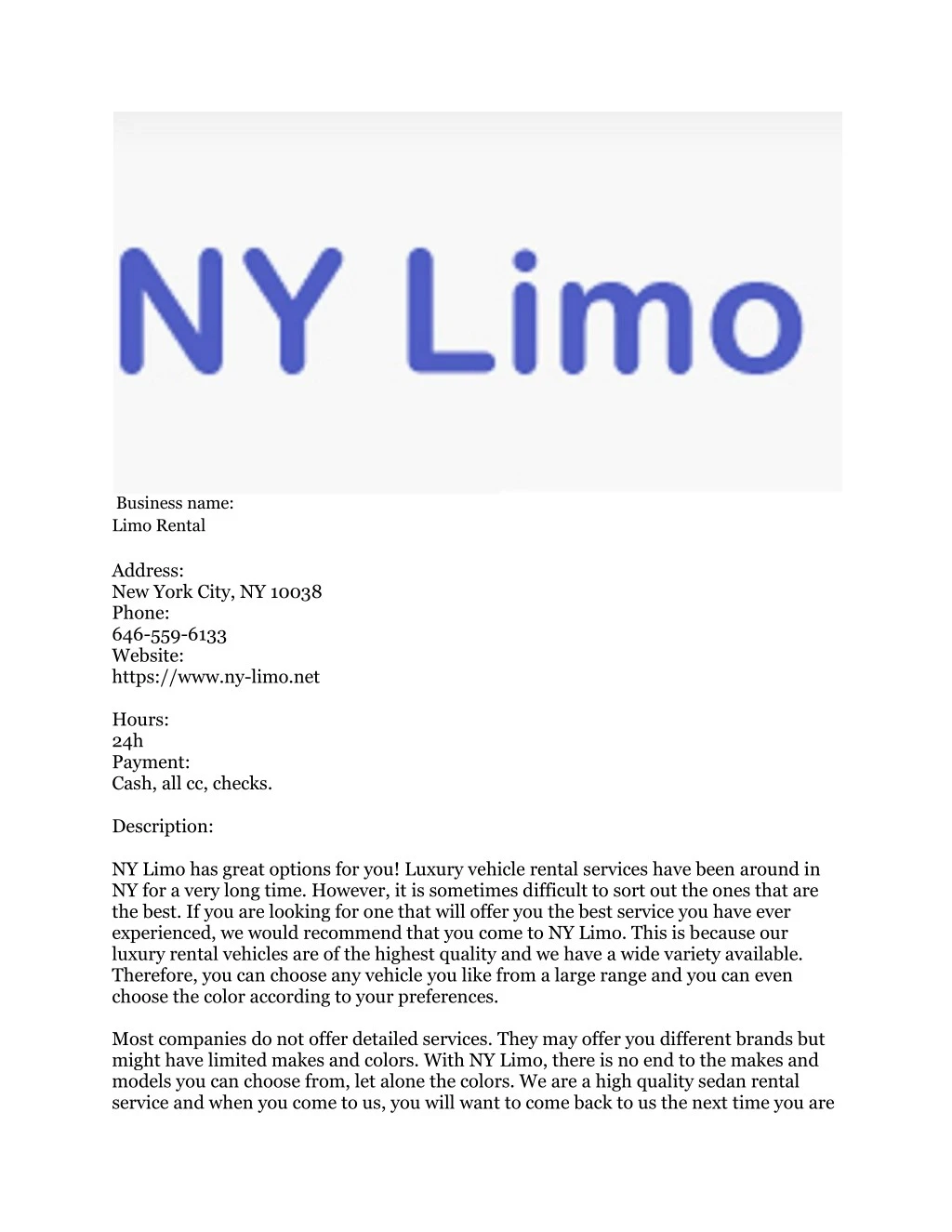 business name limo rental