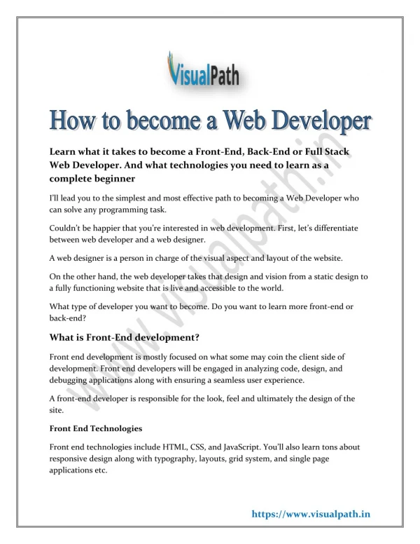 How to become a web developer | Full stack training