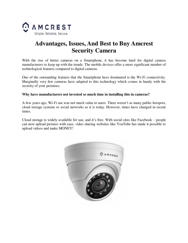 Advantages, Issues, And Best to Buy Amcrest Security Camera