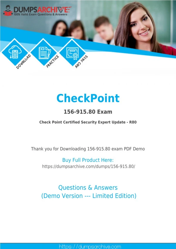 Real 156-915.80 Dumps PDF - Latest CheckPoint 156-915.80 PDF by DumpsArchive