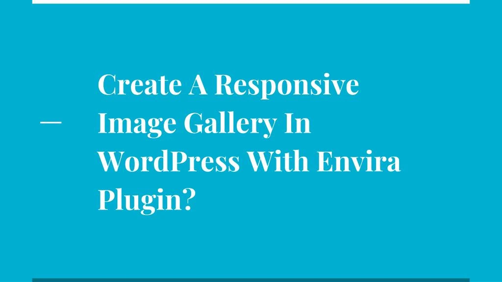 create a responsive image gallery in wordpress with envira plugin