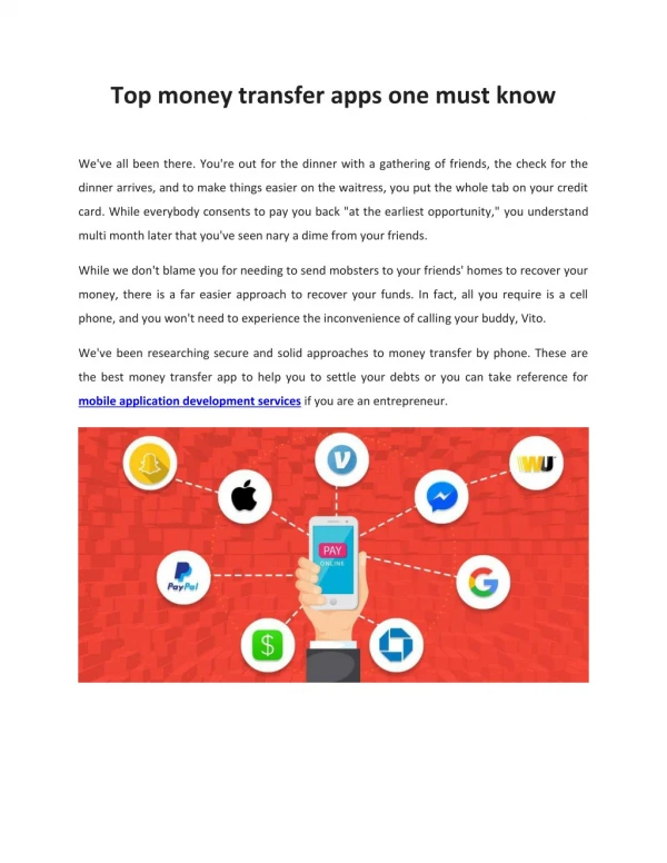 Top money transfer apps one must know